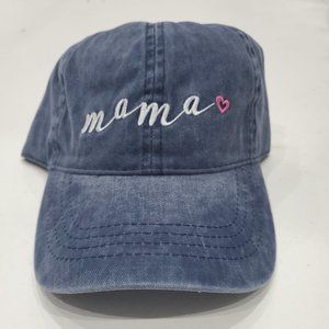 NWT Womens "Mama" Denim Baseball Cap Adjustable Strap Back Navy Blue $22 H225